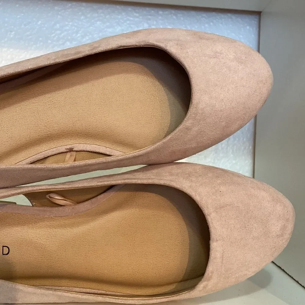 Torrid Faux Suede Tan Sling Back Bow Ballet Flat Shoe